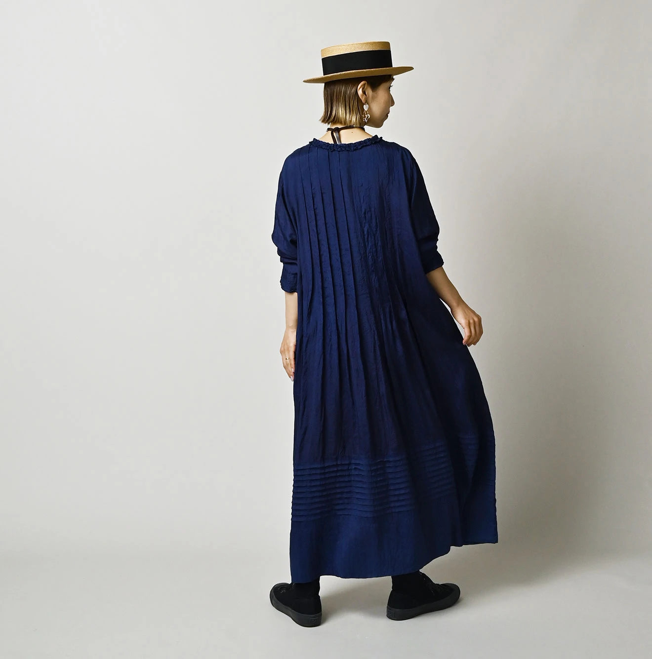 Ai Indigo Silk Pintuck Dress - Image 4