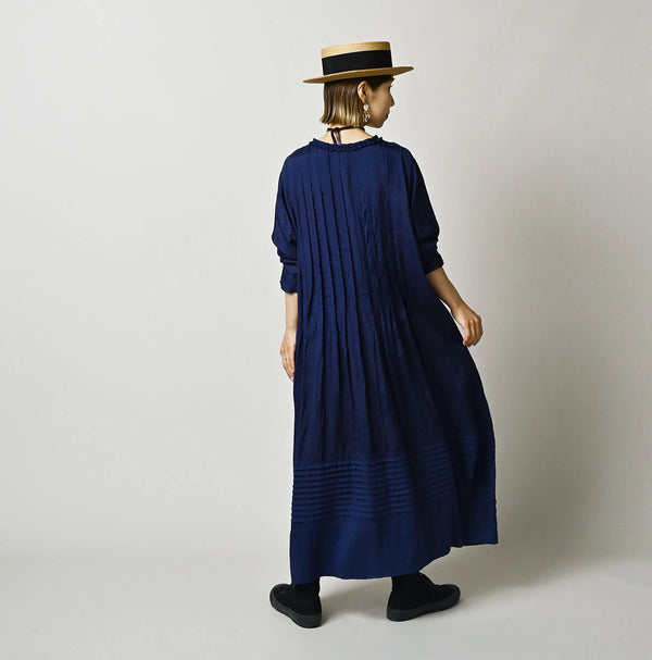Ai Indigo Silk Pintuck Dress