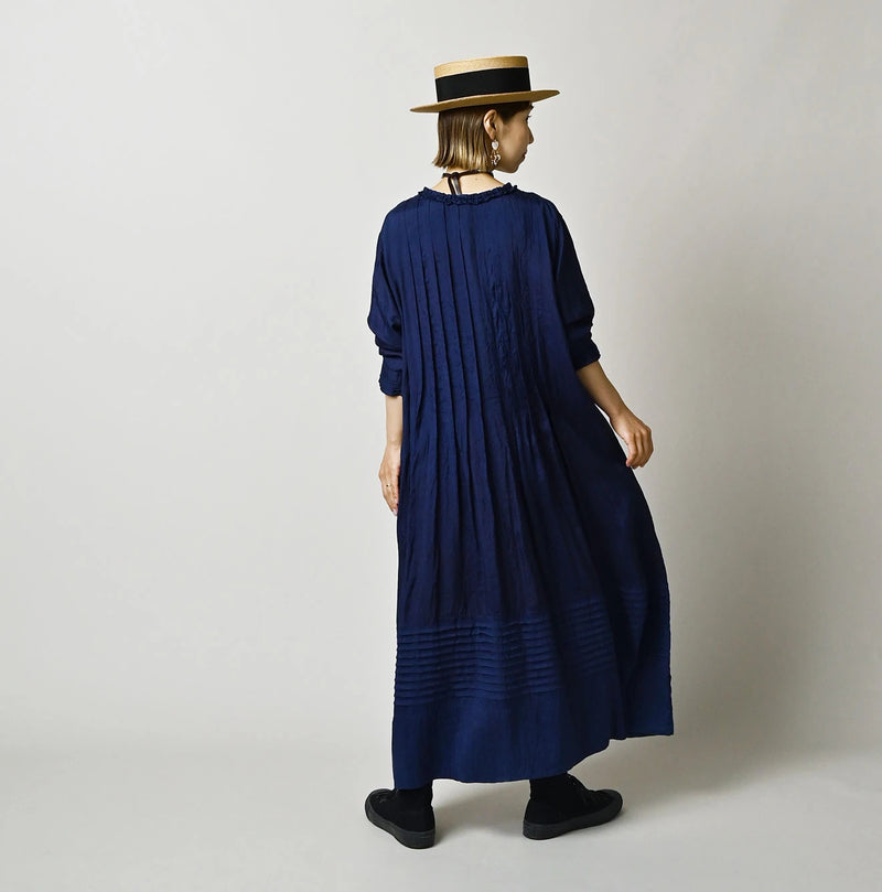 Ai Indigo Silk Pintuck Dress - Image 4