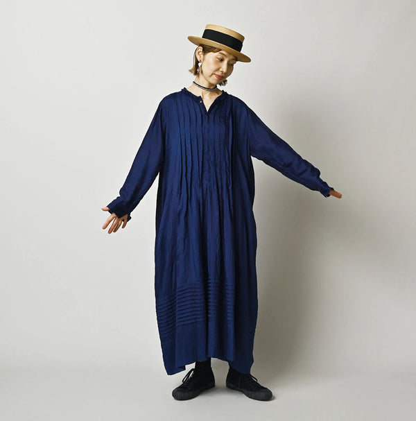 Ai Indigo Silk Pintuck Dress
