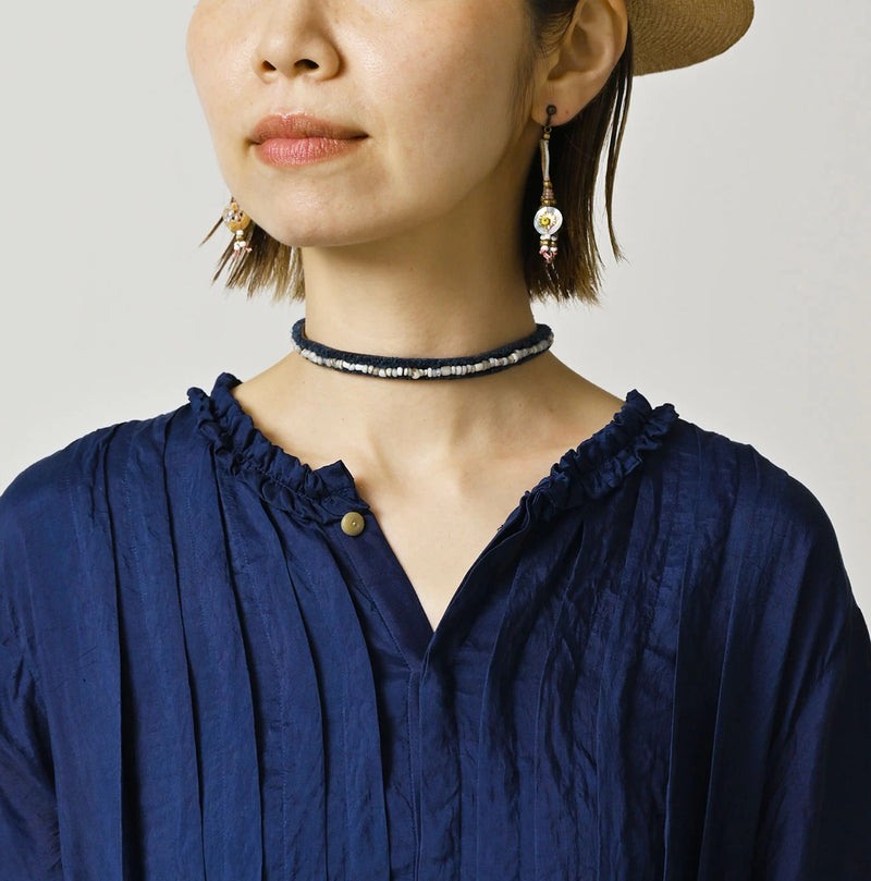 45R Ai Indigo Silk Pintuck Dress - Image 6