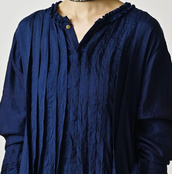 45R Ai Indigo Silk Pintuck Dress