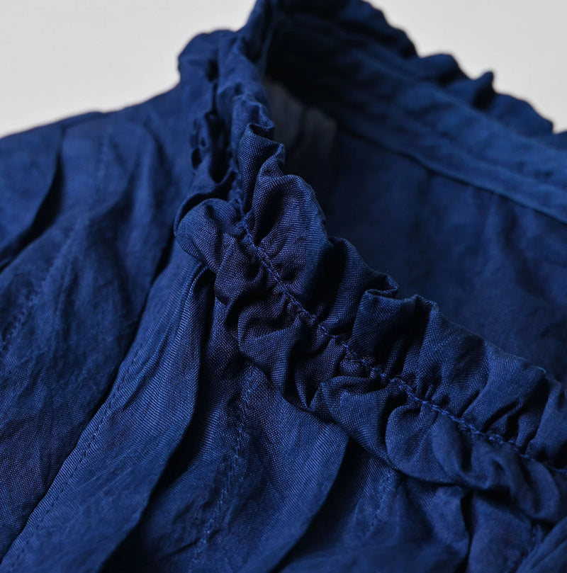 45R Ai Indigo Silk Pintuck Dress - Image 13