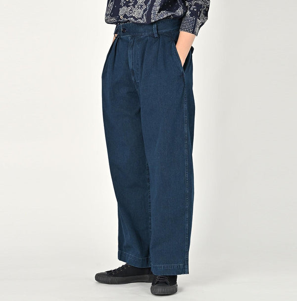 Indigo Okome Chino Charlotte Baggy Pants Distressed (L to XXL) - 45R by 45rpm studio