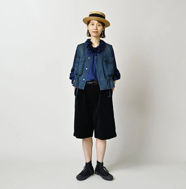 45R Indigo Velvet Lucie Bermuda Pants