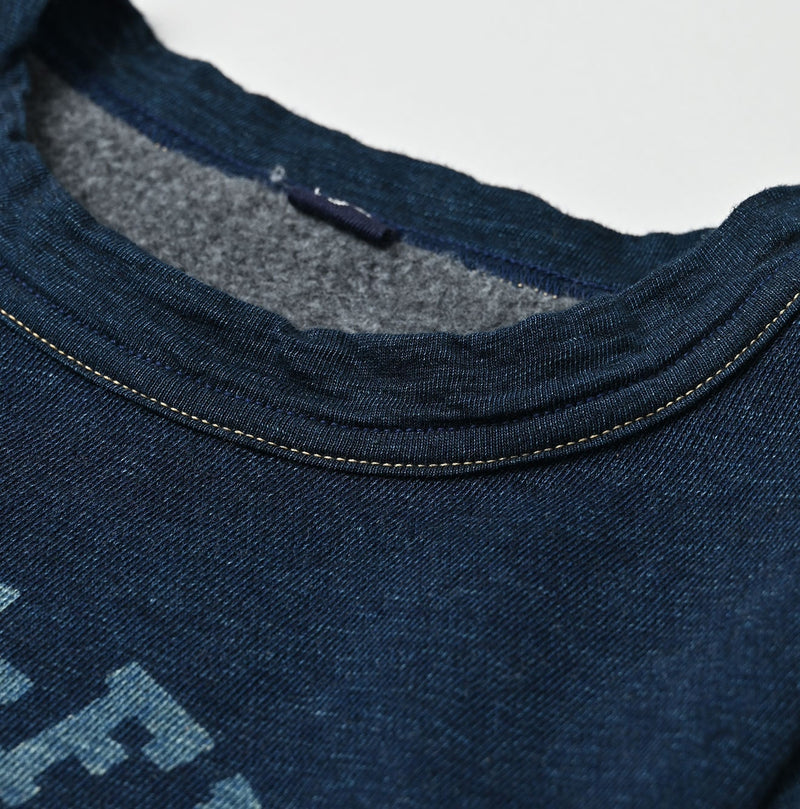 45R Indigo Cotton Fleece Denim Puff Sleeve T-shirt