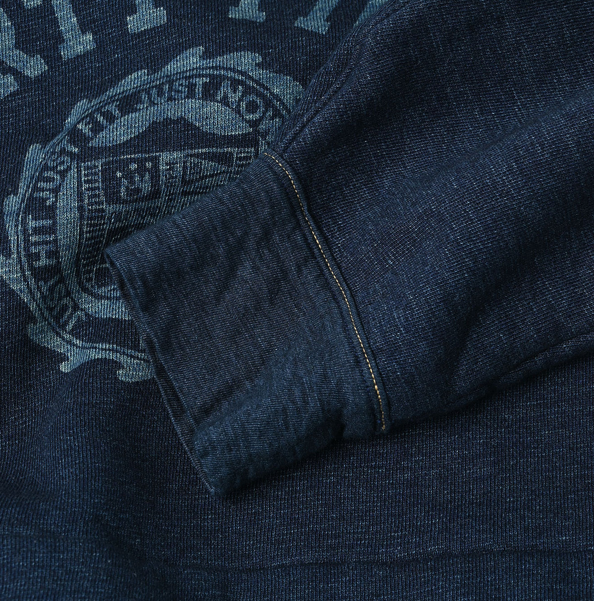 45R Indigo Cotton Fleece Denim Puff Sleeve T-shirt