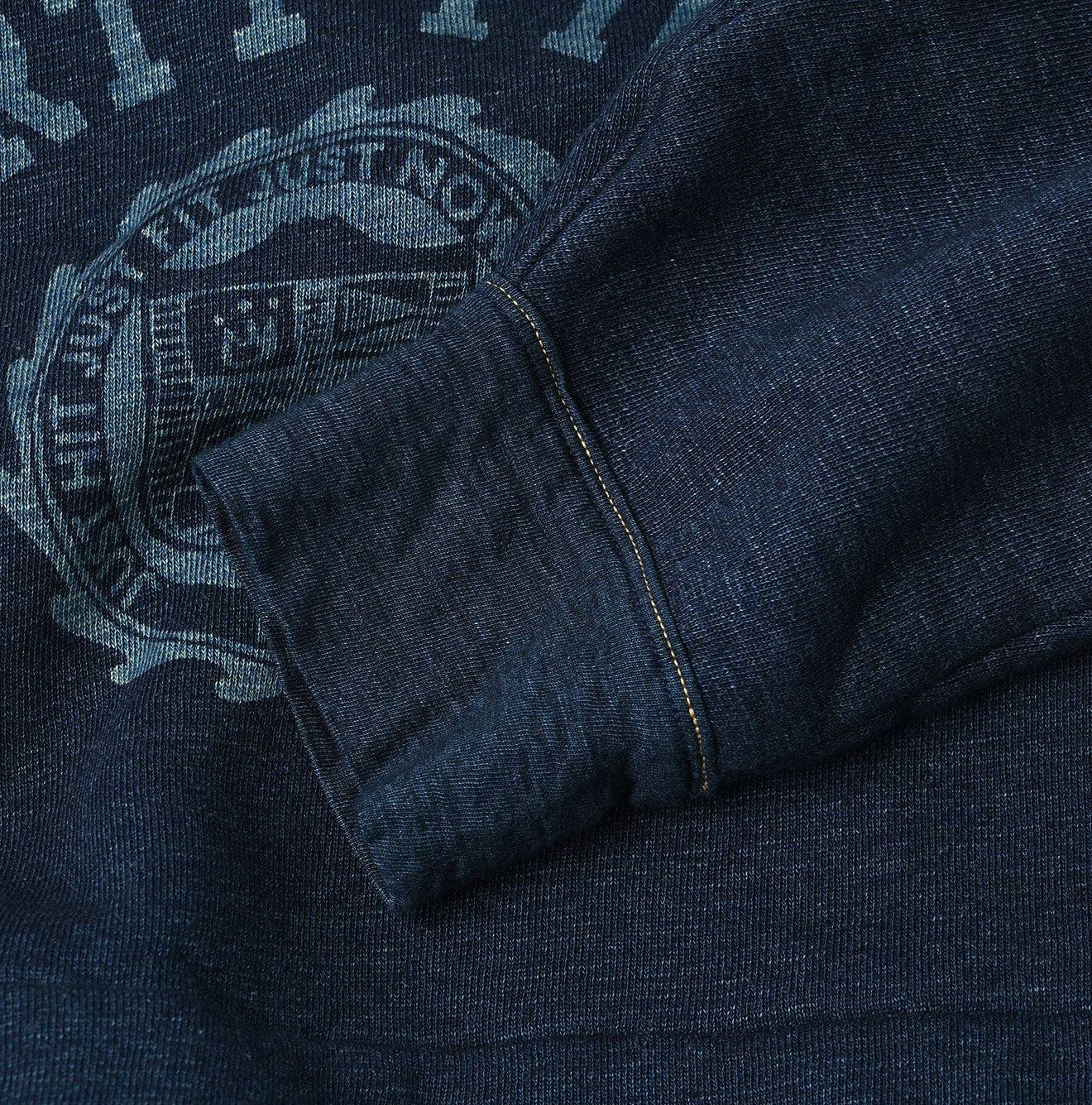 45R Indigo Cotton Fleece Denim Puff Sleeve T-shirt