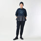 45R Indigo Cotton Fleece Denim Puff Sleeve T-shirt