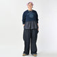 Indigo Cotton Fleece Denim Puff Sleeve T-shirt
