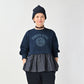 45R Indigo Cotton Fleece Denim Puff Sleeve T-shirt