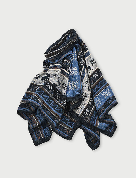 Indigo Jacquard Poncho