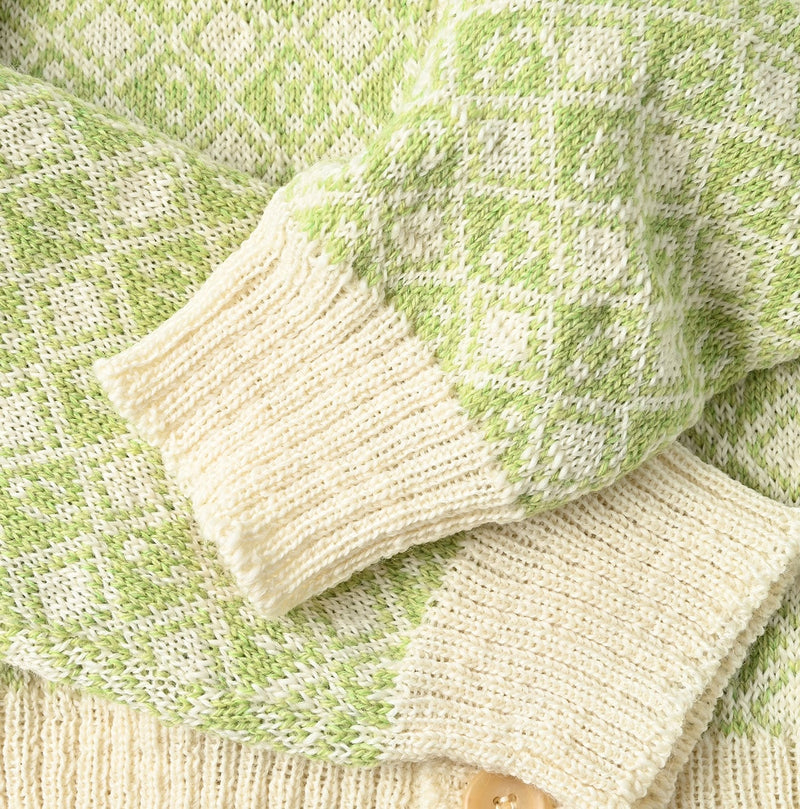 45R Bonita Jacquard Cardigan (Green)