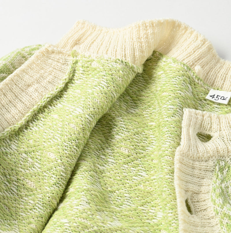 45R Bonita Jacquard Cardigan (Green)