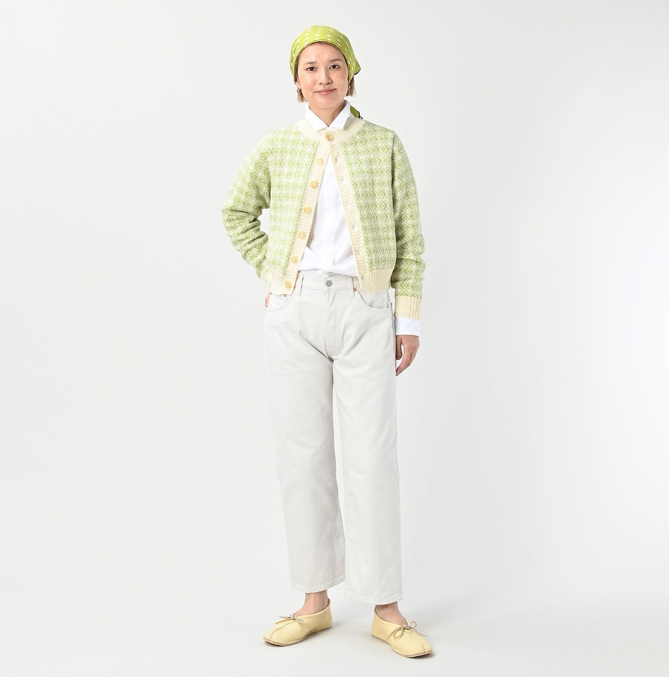 45R Bonita Jacquard Cardigan (Green)