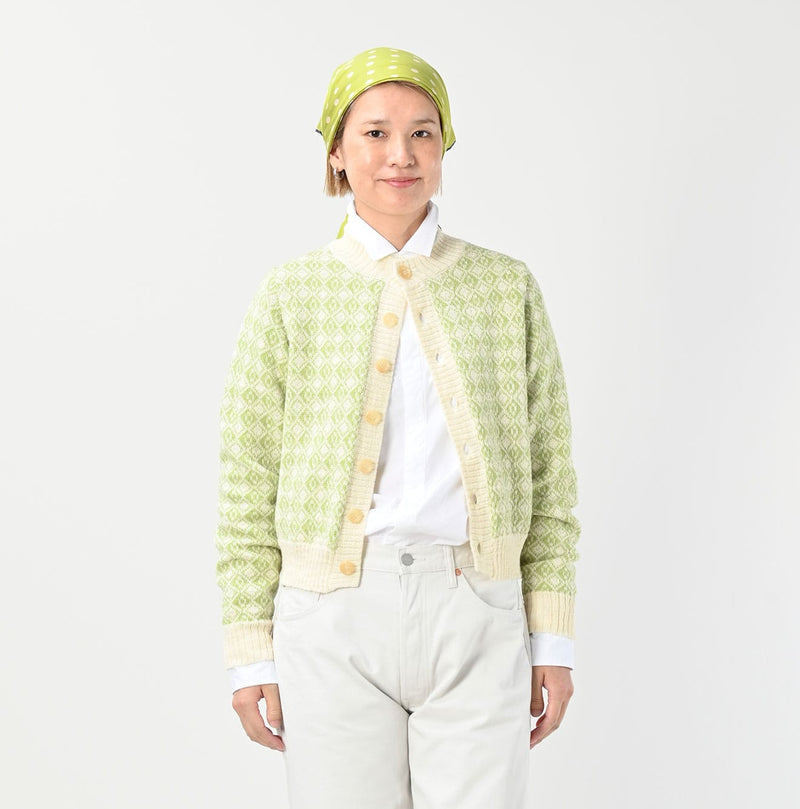 45R Bonita Jacquard Cardigan (Green)
