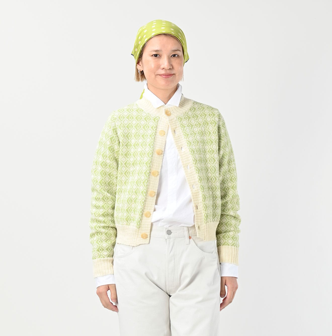 45R Bonita Jacquard Cardigan (Green)