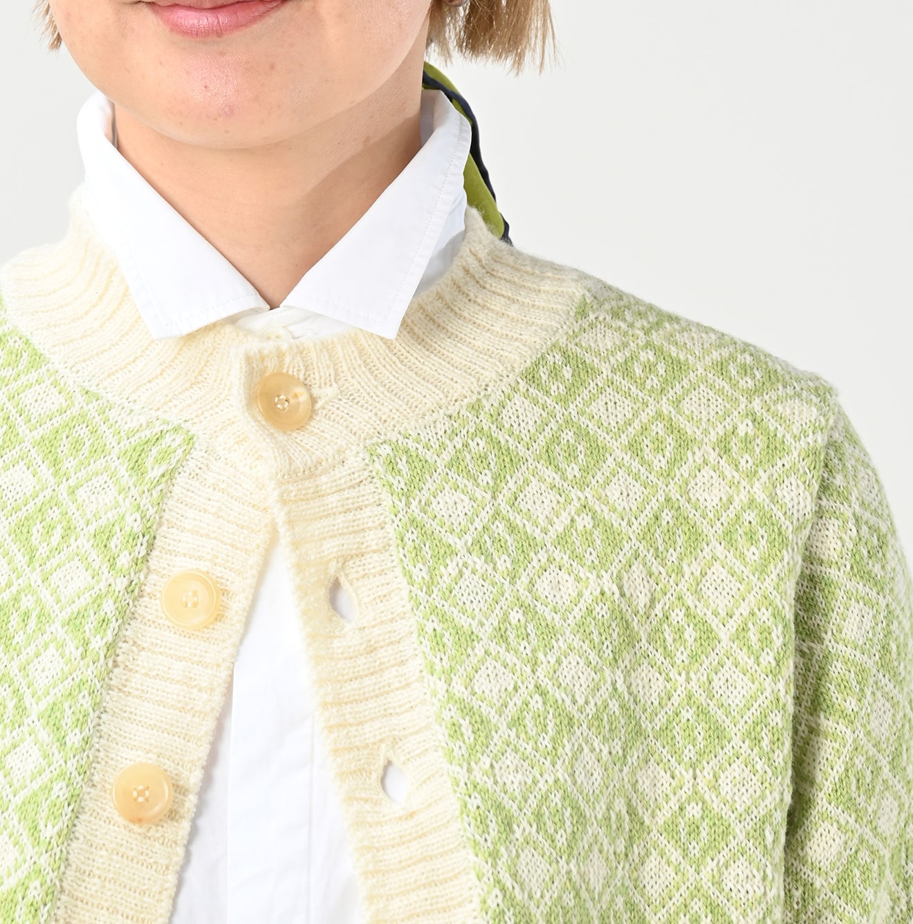 45R Bonita Jacquard Cardigan (Green)