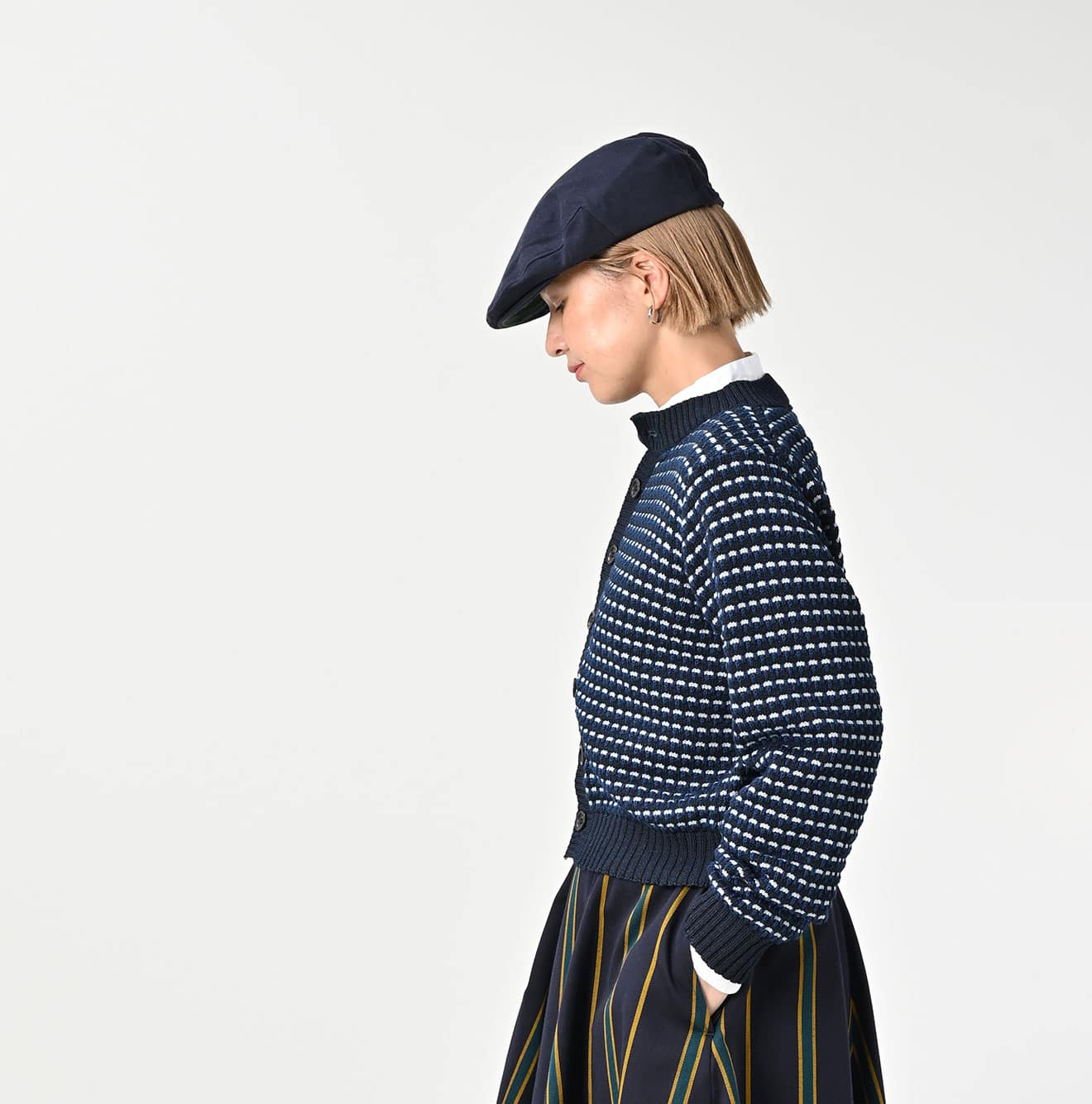 Indigo Bonita Jacquard Cardigan | 45R Official Online Store – 45R