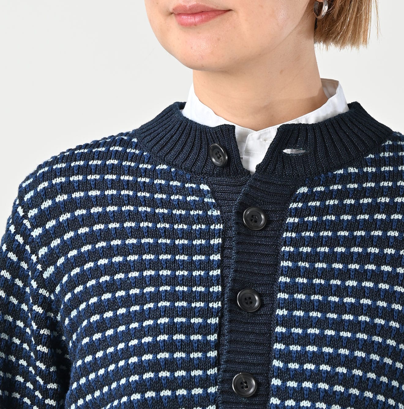 Indigo Bonita Jacquard Cardigan | 45R Official Online Store – 45R