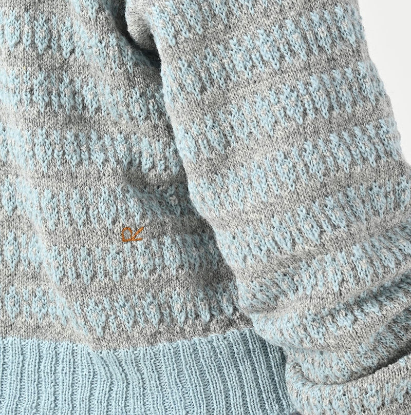 45R Bonita Jacquard Cardigan (Saxe Blue)