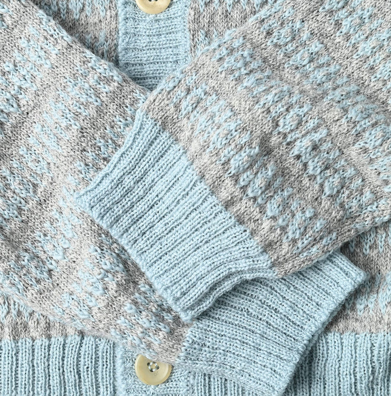 45R Bonita Jacquard Cardigan (Saxe Blue)