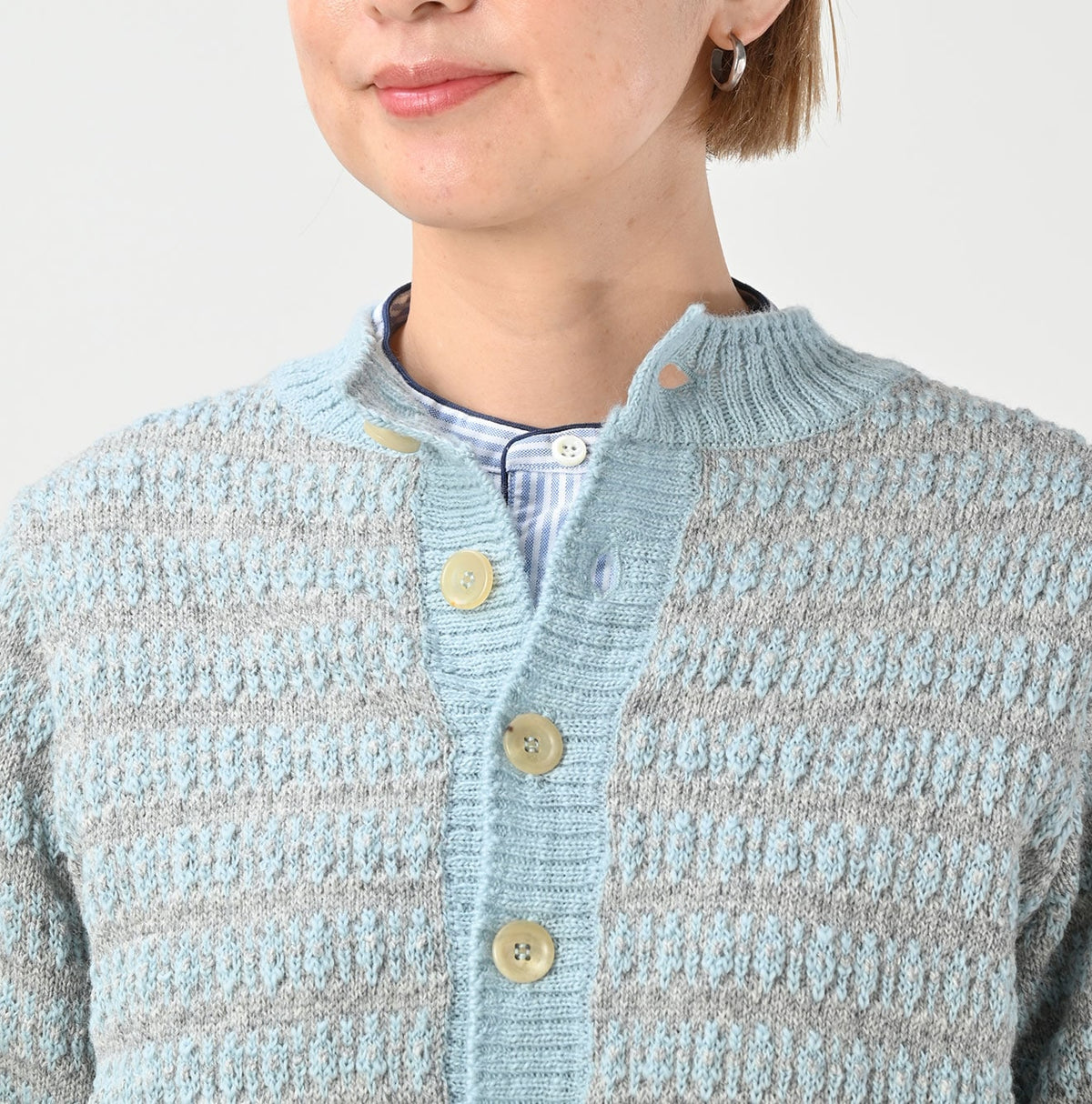 45R Bonita Jacquard Cardigan (Saxe Blue)
