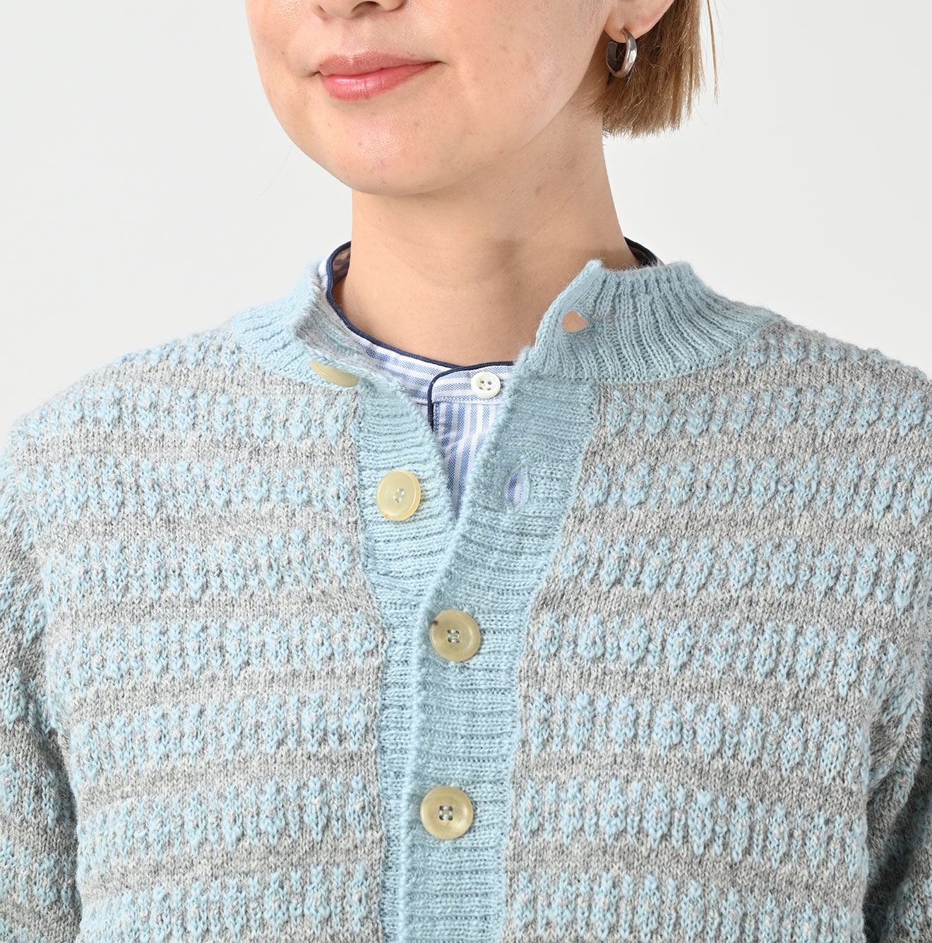 45R Bonita Jacquard Cardigan (Saxe Blue)