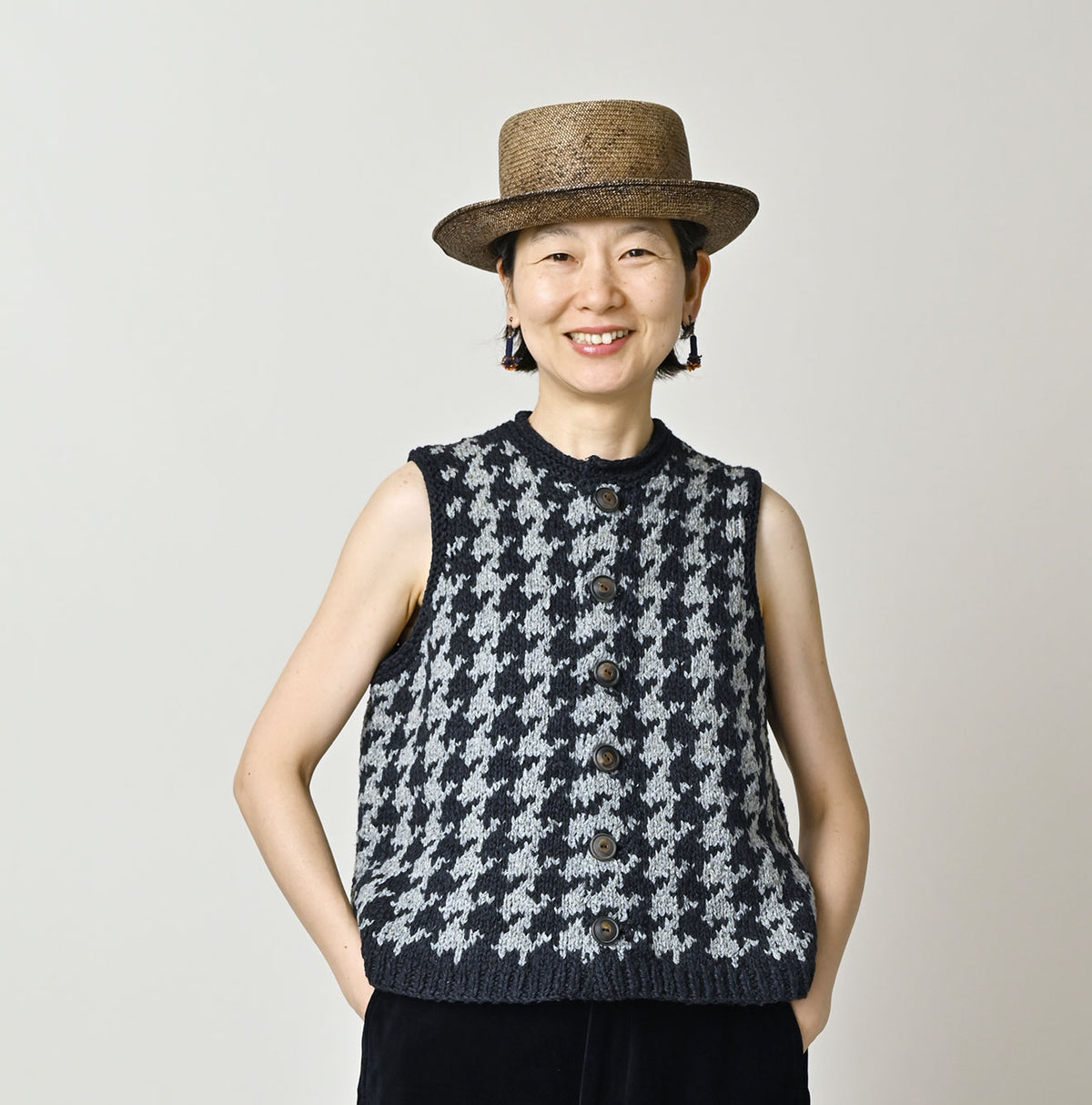 Indigo Houndstooth Vest