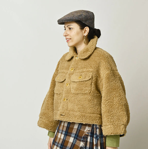 45R Wool Boa × Nylon Annie Bolero Blouson