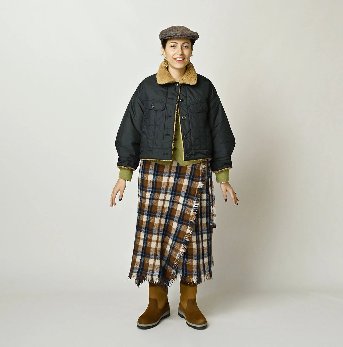 45R Wool Boa × Nylon Annie Bolero Blouson