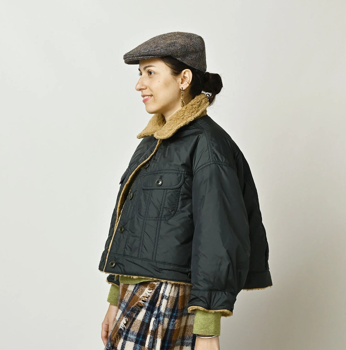 45R Wool Boa × Nylon Annie Bolero Blouson