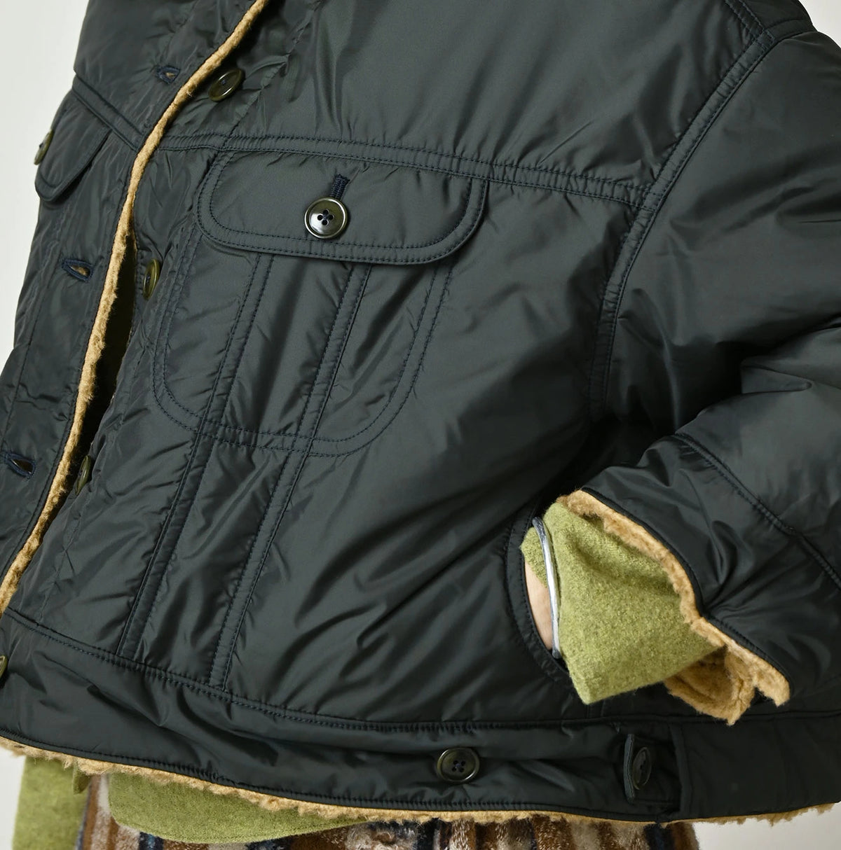 45R Wool Boa × Nylon Annie Bolero Blouson - Image 18