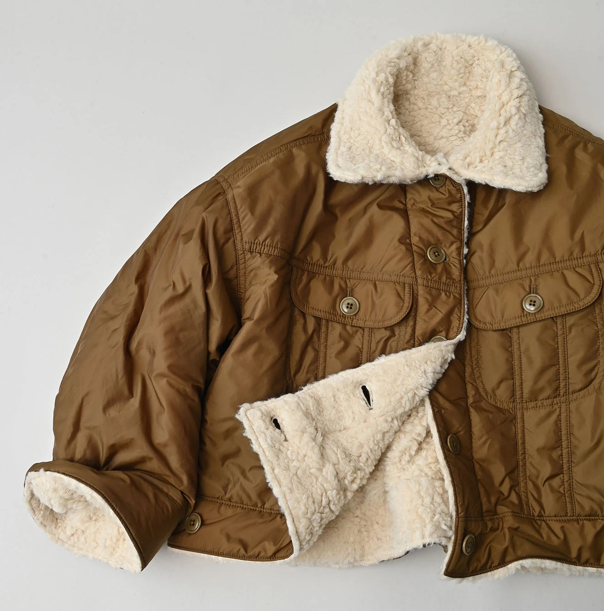 45R Wool Boa × Nylon Annie Bolero Blouson