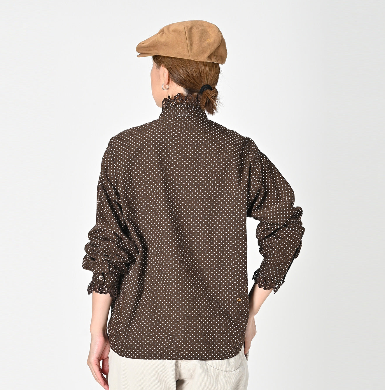 Tappet Dots Cutwork Frilled Blouse