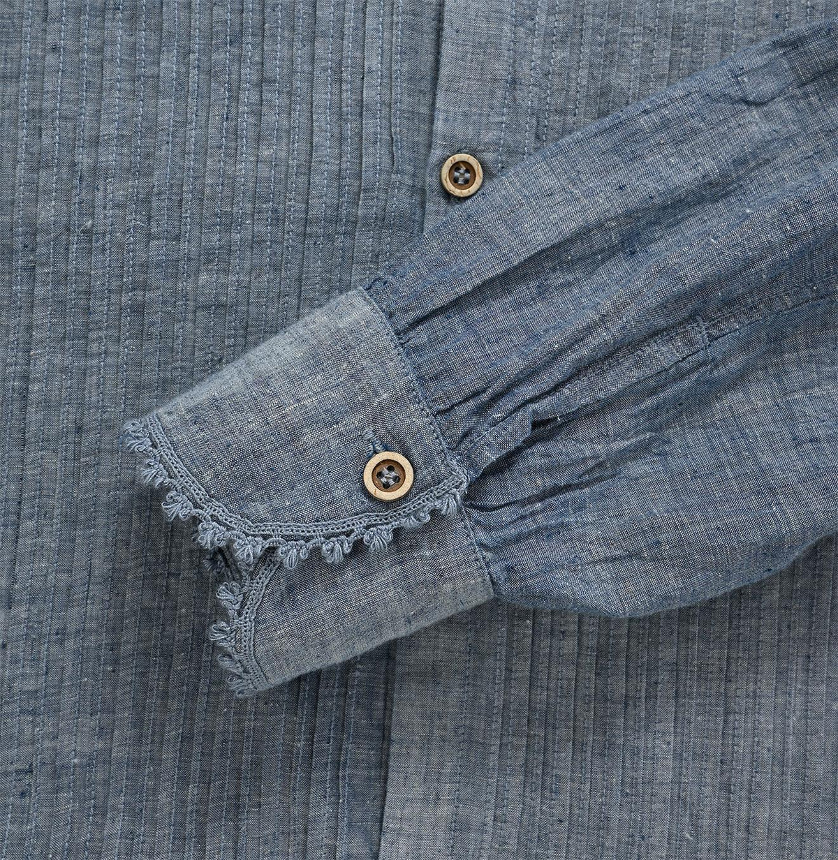 Ai Indigo Khadi Pintucked Blouse