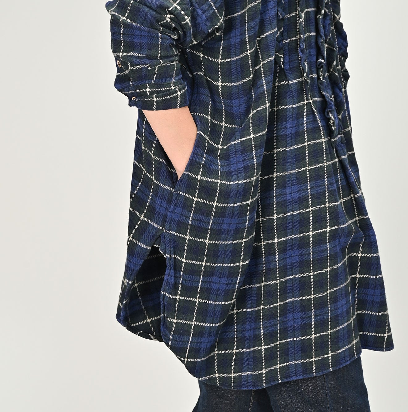 45R India Flannel Frilled Tunic