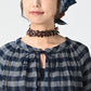 45R Indigo Fuwafuwa Double Woven Shirring Blouse
