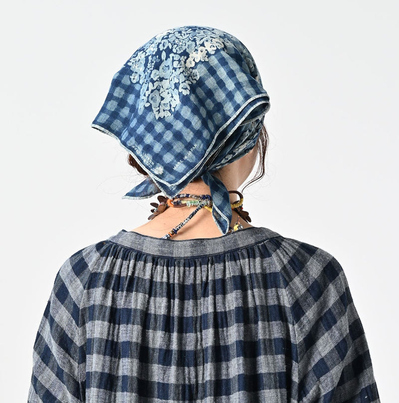 45R Indigo Fuwafuwa Double Woven Shirring Blouse