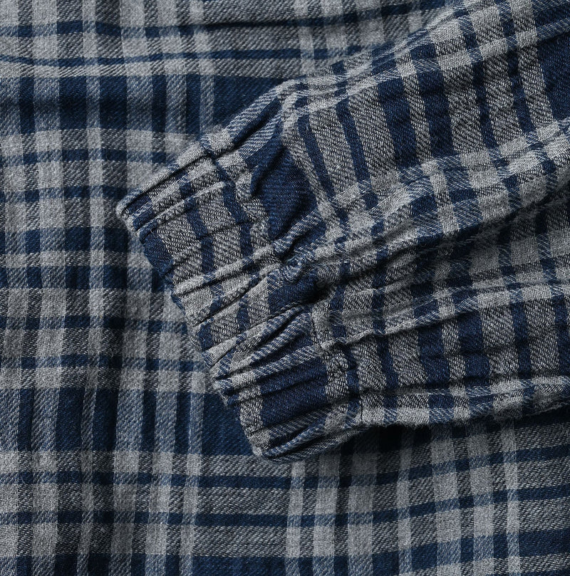 45R Indigo Fuwafuwa Double Woven Shirring Blouse