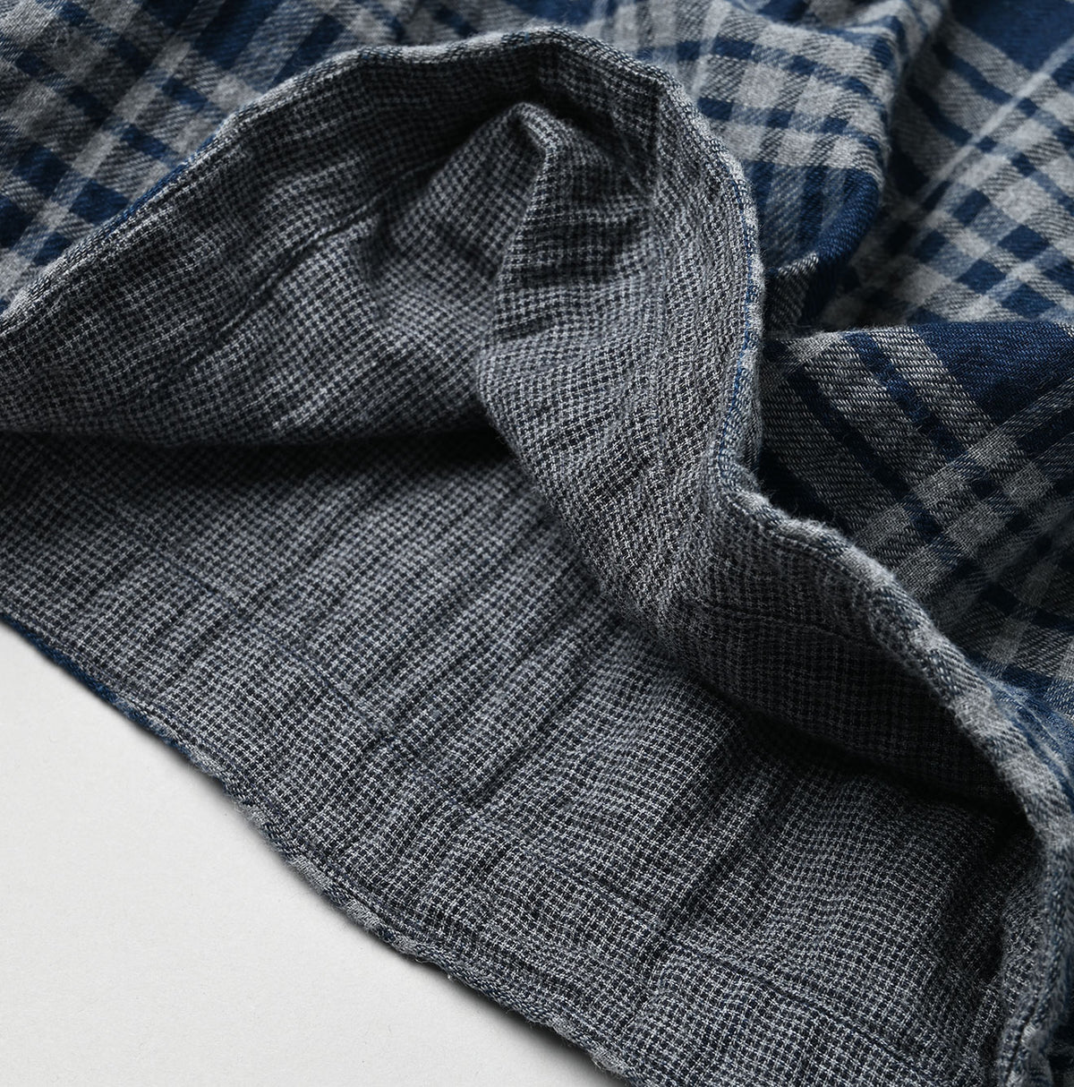 45R Indigo Fuwafuwa Double Woven Shirring Blouse
