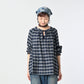 45R Indigo Fuwafuwa Double Woven Shirring Blouse