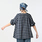 45R Indigo Fuwafuwa Double Woven Shirring Blouse