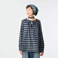 45R Indigo Fuwafuwa Double Woven Shirring Blouse