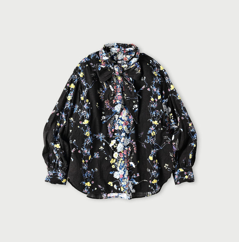 45R Khadi Bouquet Stripe Print Ribbon Blouse - Image 2