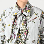 45R Khadi Bouquet Stripe Print Ribbon Blouse
