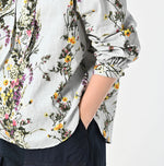 45R Khadi Bouquet Stripe Print Ribbon Blouse