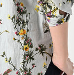 45R Khadi Bouquet Stripe Print Ribbon Blouse
