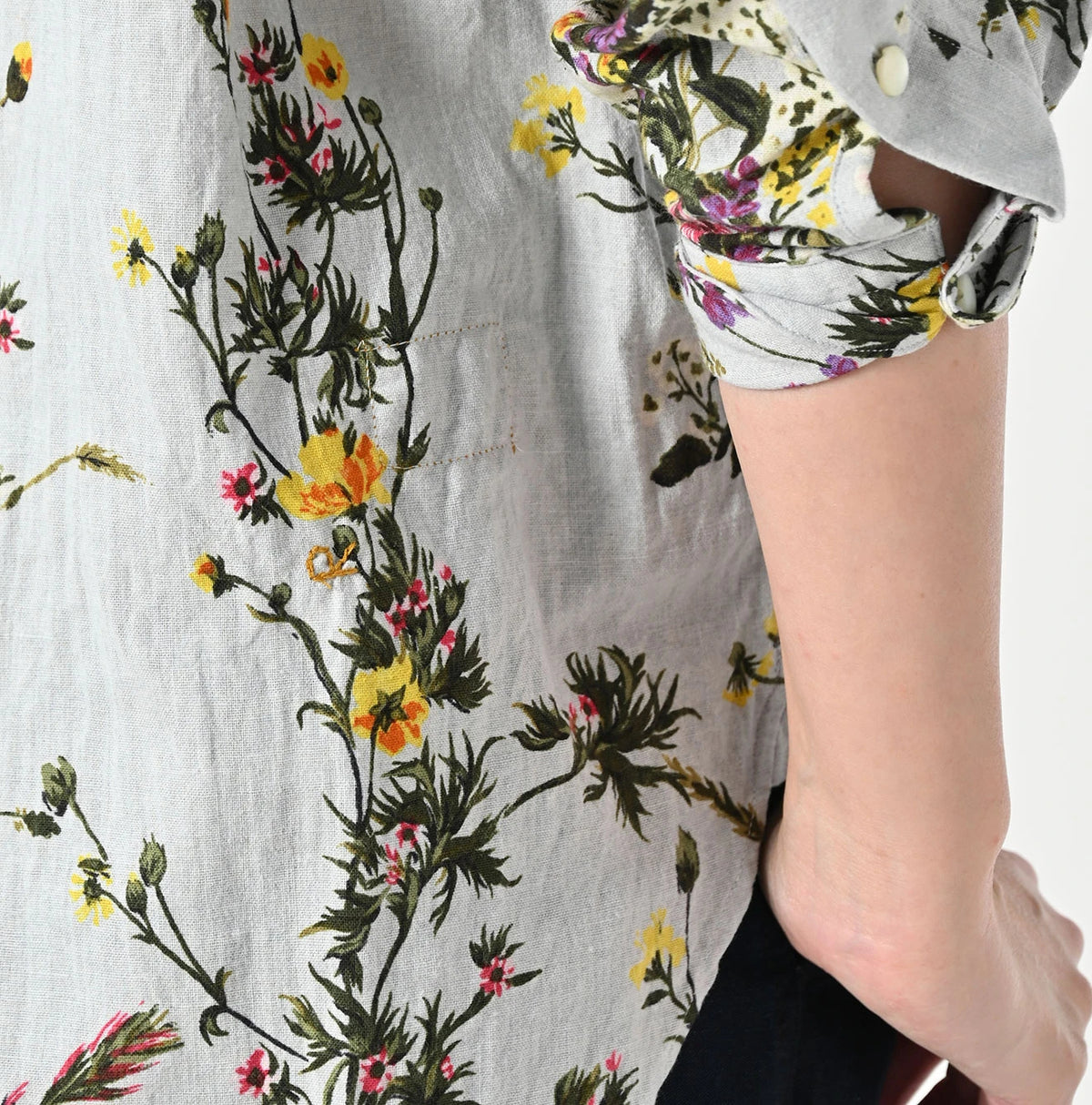 45R Khadi Bouquet Stripe Print Ribbon Blouse - Image 10
