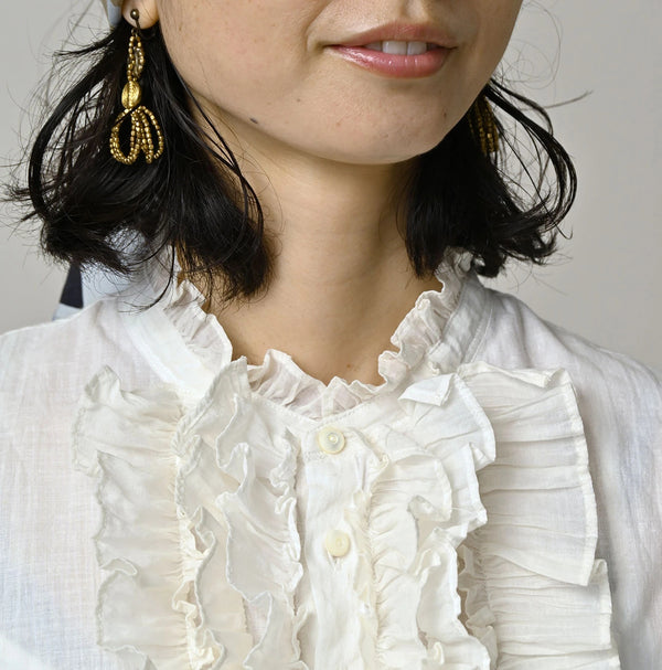 45R Khadi x Feather Khadi Silk Frill Tarra Blouse